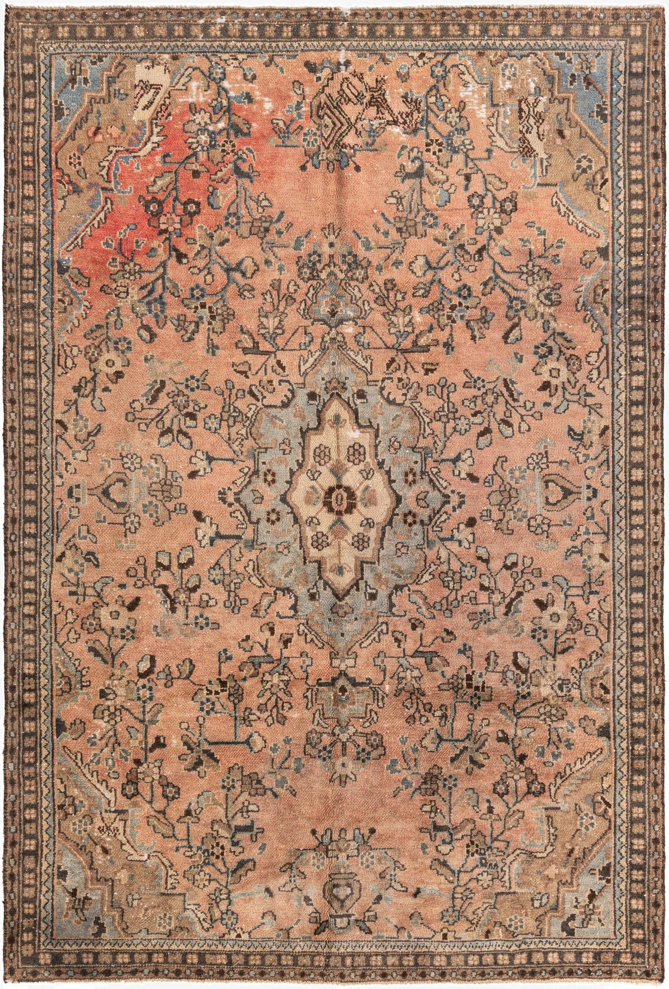 6' 6 x 10'  Hand Knotted Ultra Vintage Persian Wool Rug