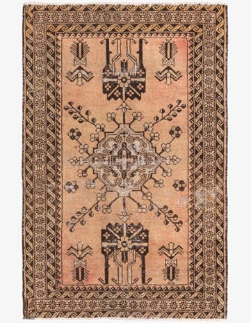 4' x 6' 4 Hand Knotted Ultra Vintage Persian Wool Rug