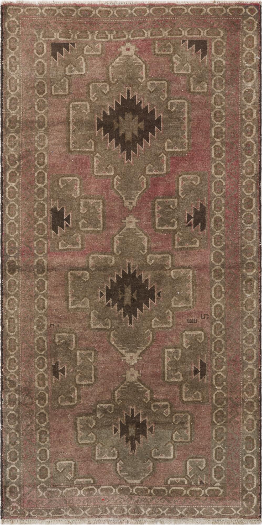 3' 5 x 6' 7  Hand Knotted Ultra Vintage Persian Wool Rug