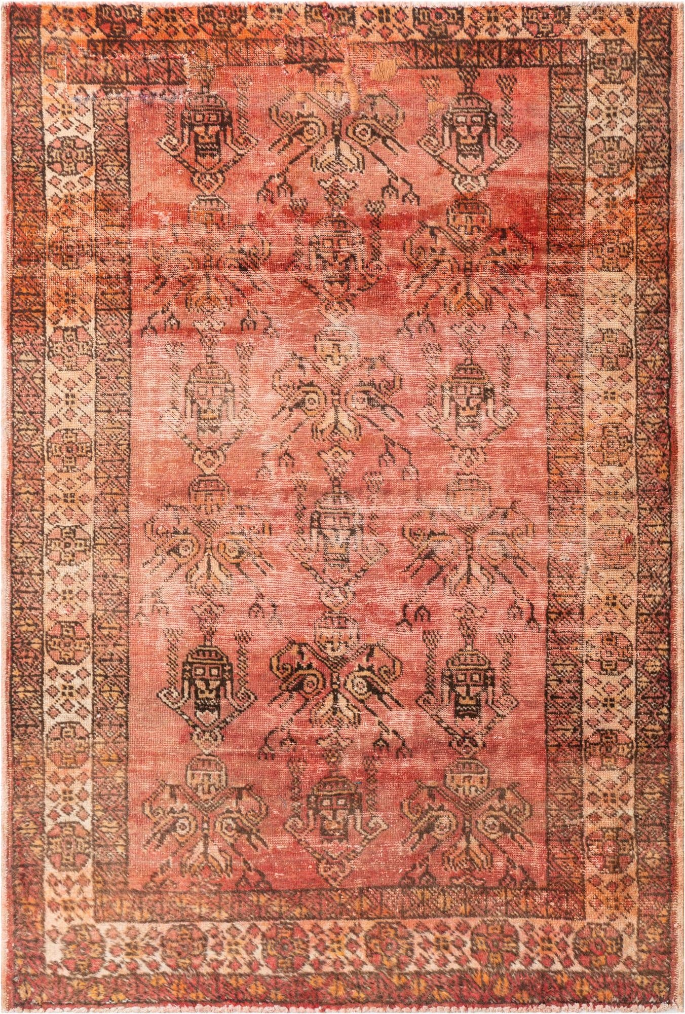 4' 2 x 6'  Hand Knotted Ultra Vintage Persian Wool Rug