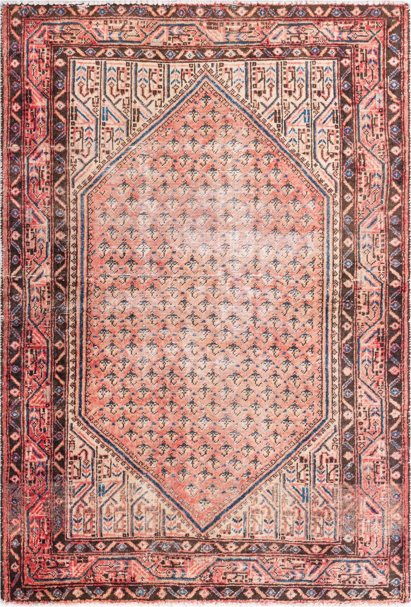 4' 3 x 6' 2  Hand Knotted Ultra Vintage Persian Wool Rug