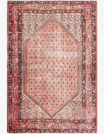 4' 3 x 6' 2 Hand Knotted Ultra Vintage Persian Wool Rug