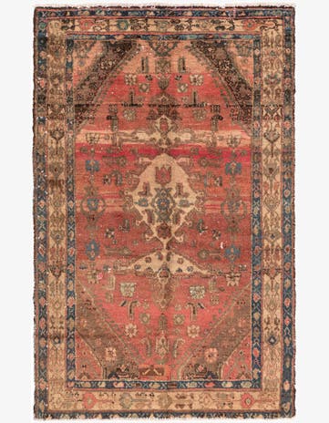 4' 2 x 6' 8 Hand Knotted Ultra Vintage Persian Wool Rug