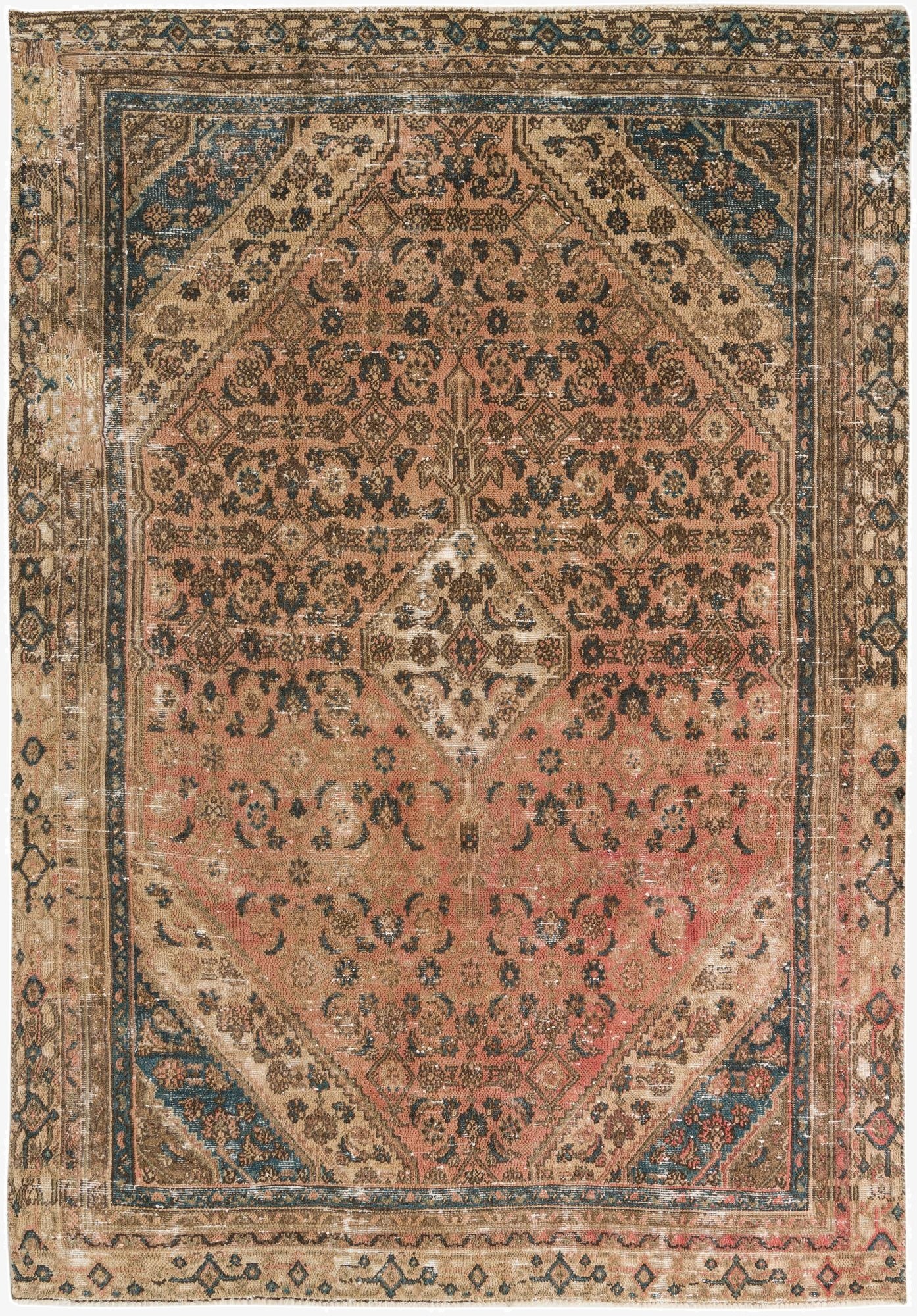 6' x 8' 10  Hand Knotted Ultra Vintage Persian Wool Rug