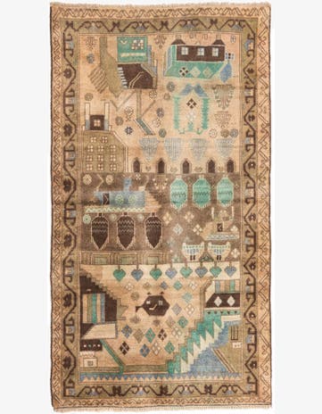 3' 5 x 6' 1 Hand Knotted Ultra Vintage Persian Wool Rug