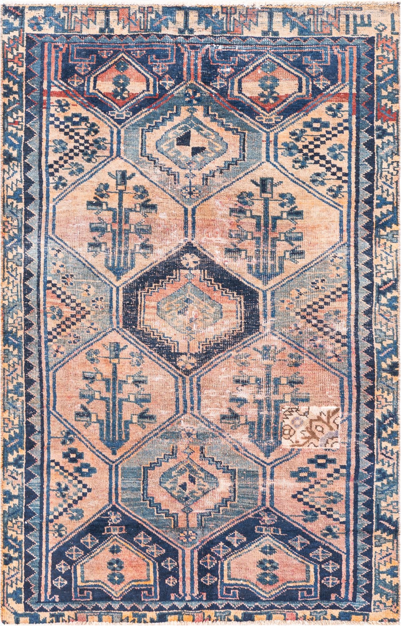 4' 3 x 6' 5  Hand Knotted Ultra Vintage Persian Wool Rug