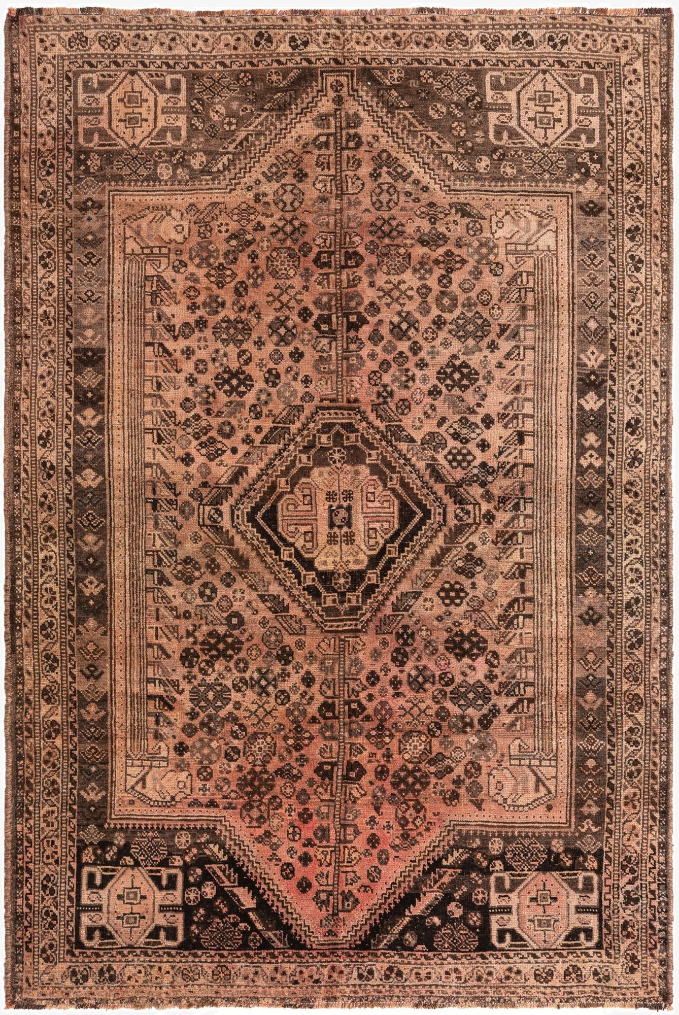 5' 7 x 8' 4  Hand Knotted Ultra Vintage Persian Wool Rug