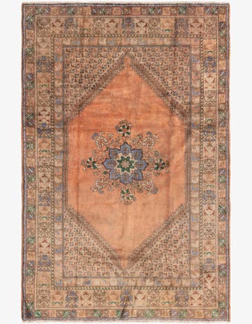 6' 5 x 9' 9 Hand Knotted Ultra Vintage Persian Wool Rug