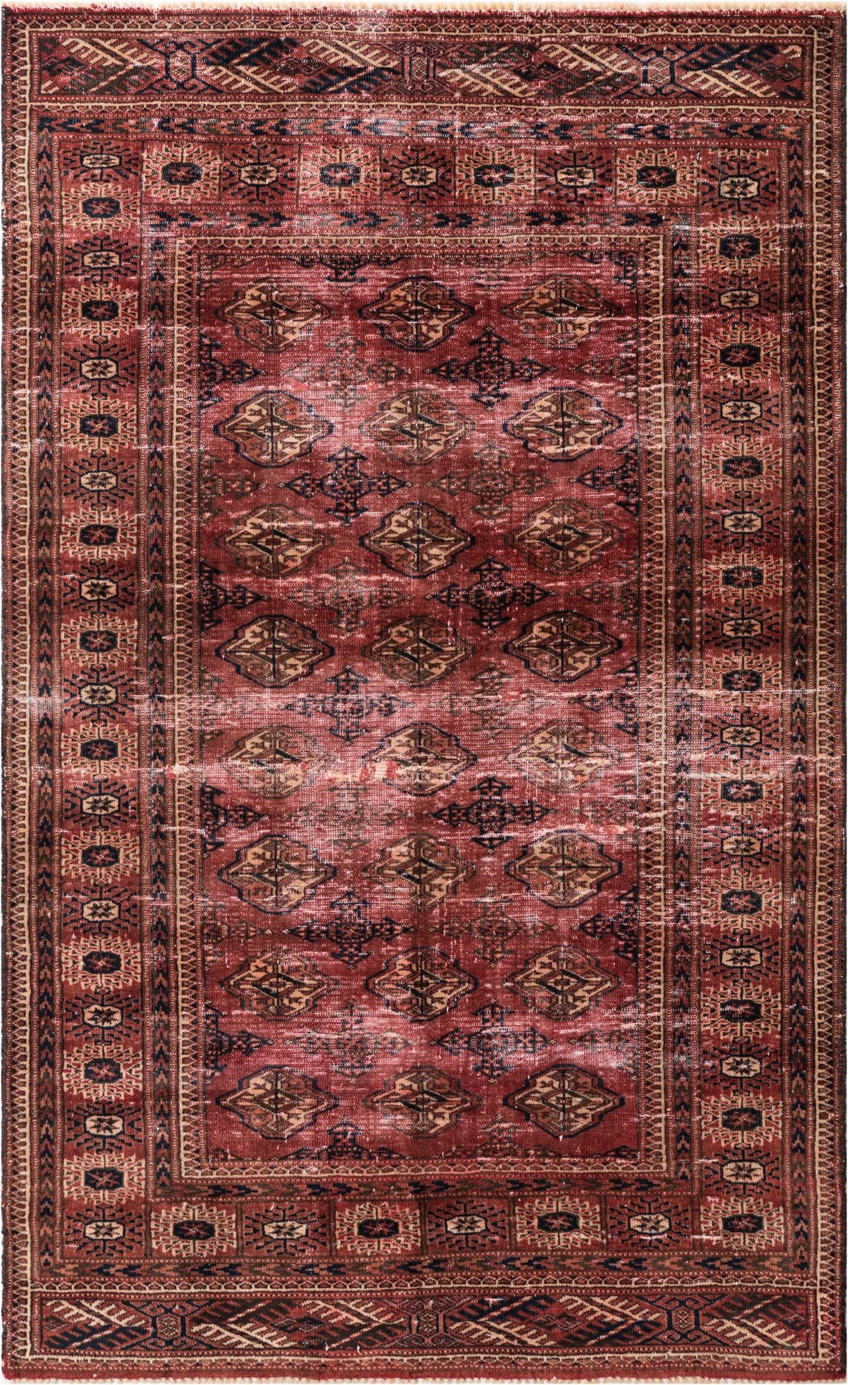 3' 10 x 6' 2  Hand Knotted Ultra Vintage Persian Wool Rug