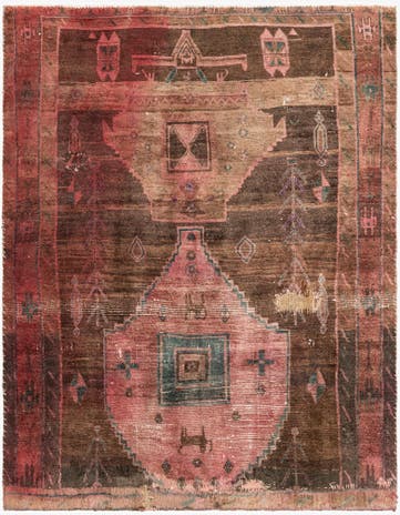 4' 2 x 5' 4 Hand Knotted Ultra Vintage Persian Wool Rug