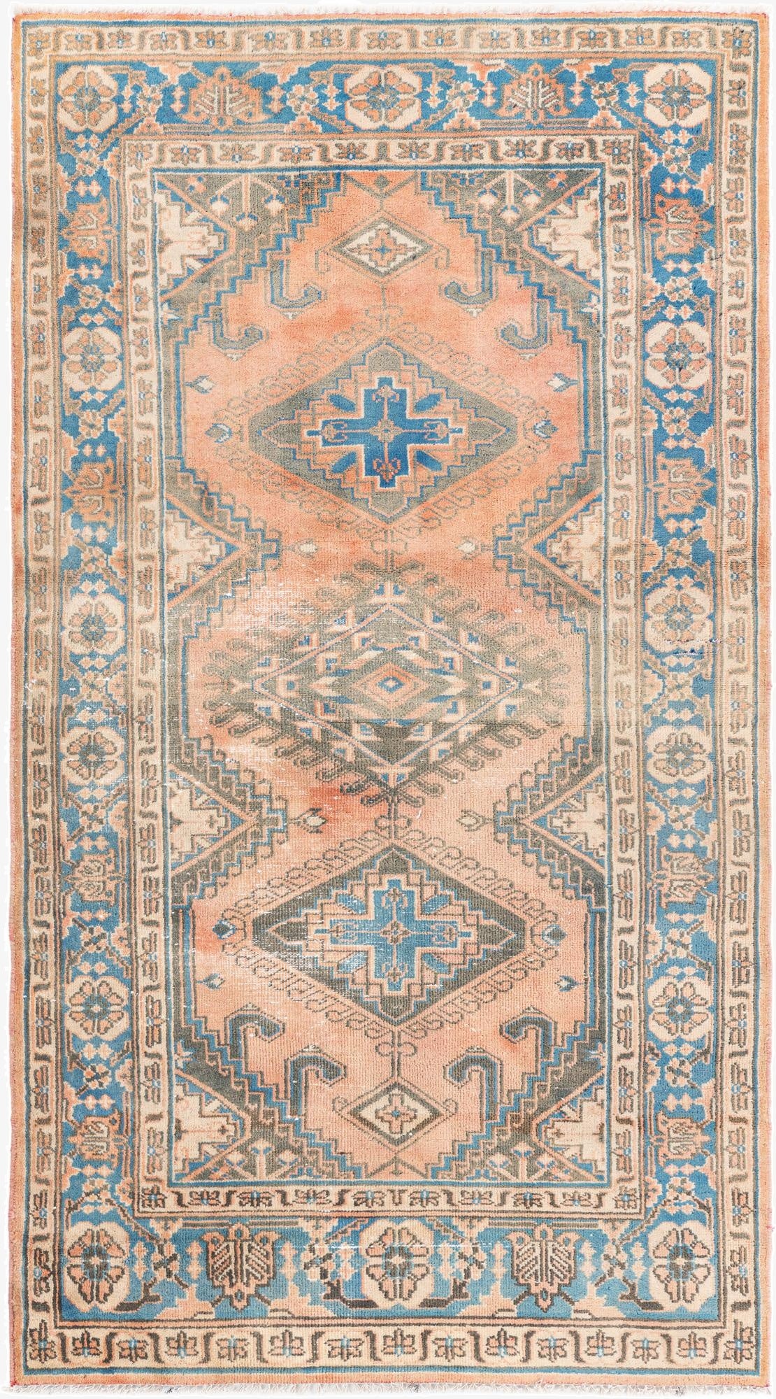 3' 5 x 6' 2  Hand Knotted Ultra Vintage Persian Wool Rug