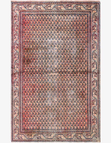 4' 3 x 6' 8 Hand Knotted Ultra Vintage Persian Wool Rug