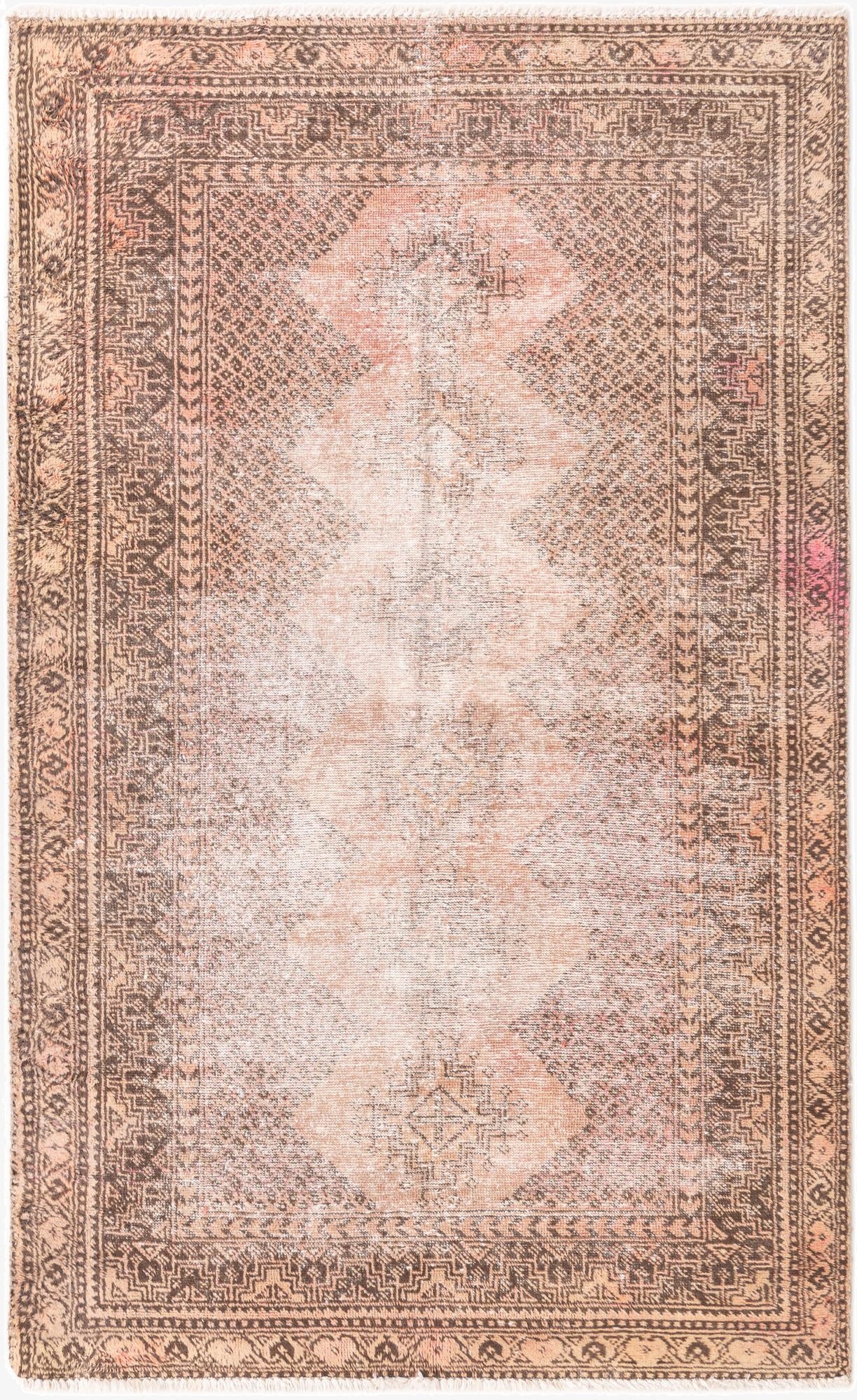 4' x 6' 5  Hand Knotted Ultra Vintage Persian Wool Rug