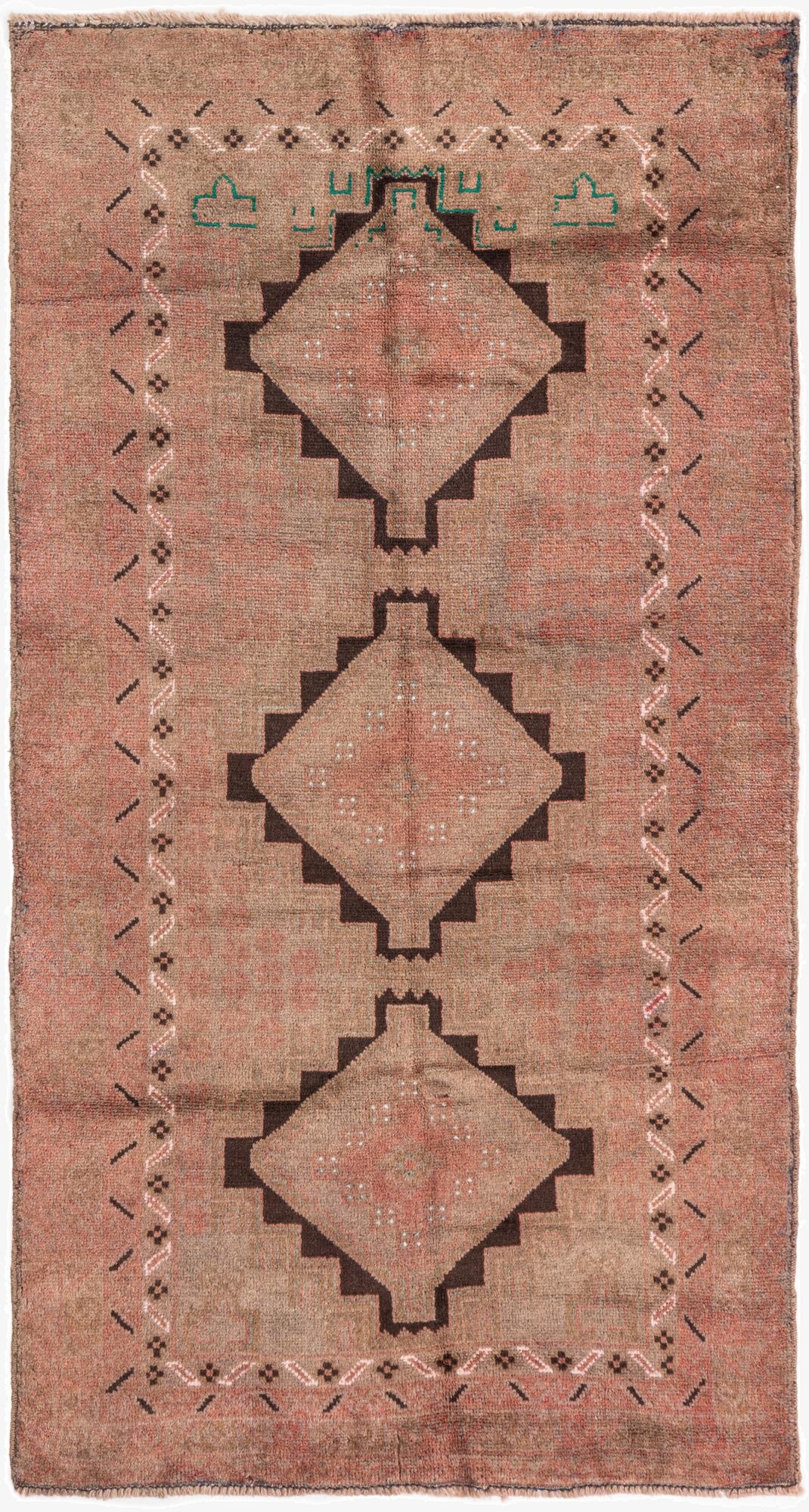 3' 5 x 6' 5  Hand Knotted Ultra Vintage Persian Wool Rug