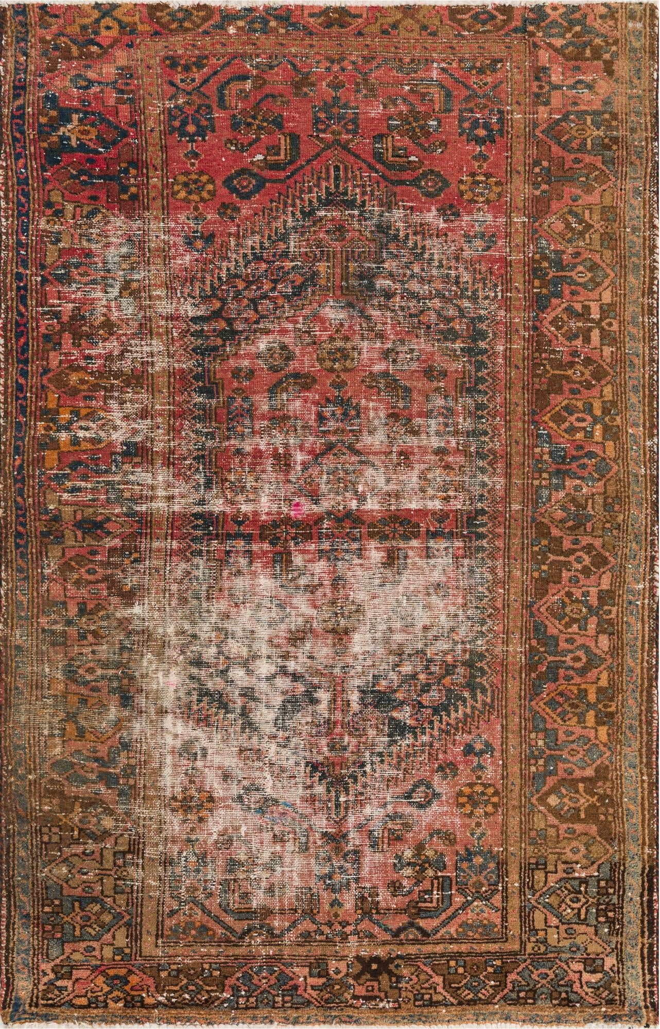 4' 3 x 6' 6  Hand Knotted Ultra Vintage Persian Wool Rug