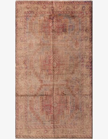 3' 7 x 6' 5 Hand Knotted Ultra Vintage Persian Wool Rug