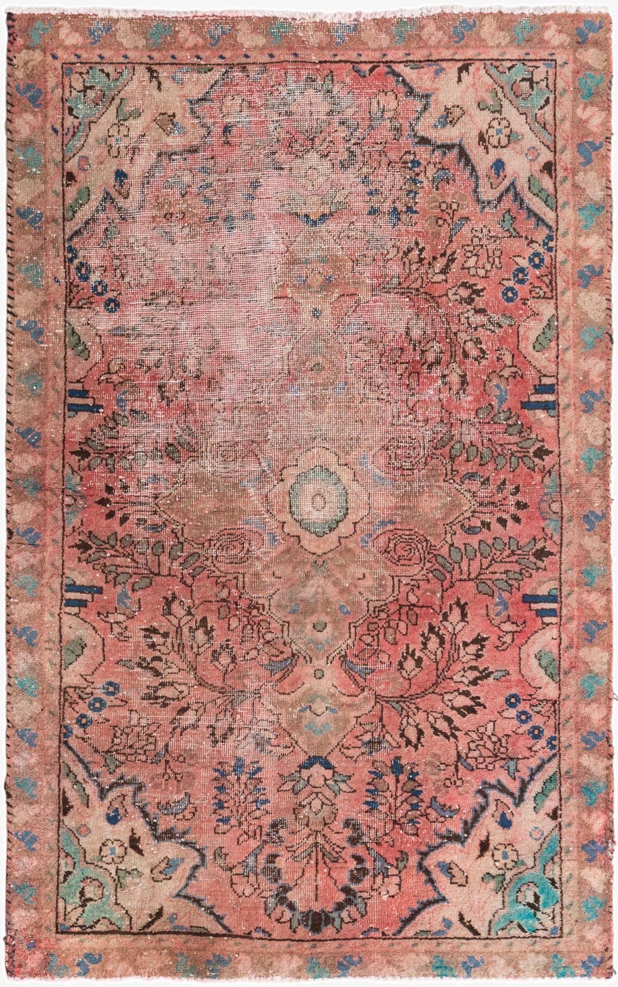 4' x 6' 3  Hand Knotted Ultra Vintage Persian Wool Rug