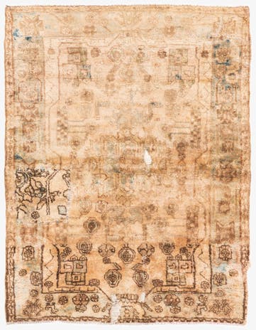 3' 9 x 4' 10 Hand Knotted Ultra Vintage Persian Wool Rug