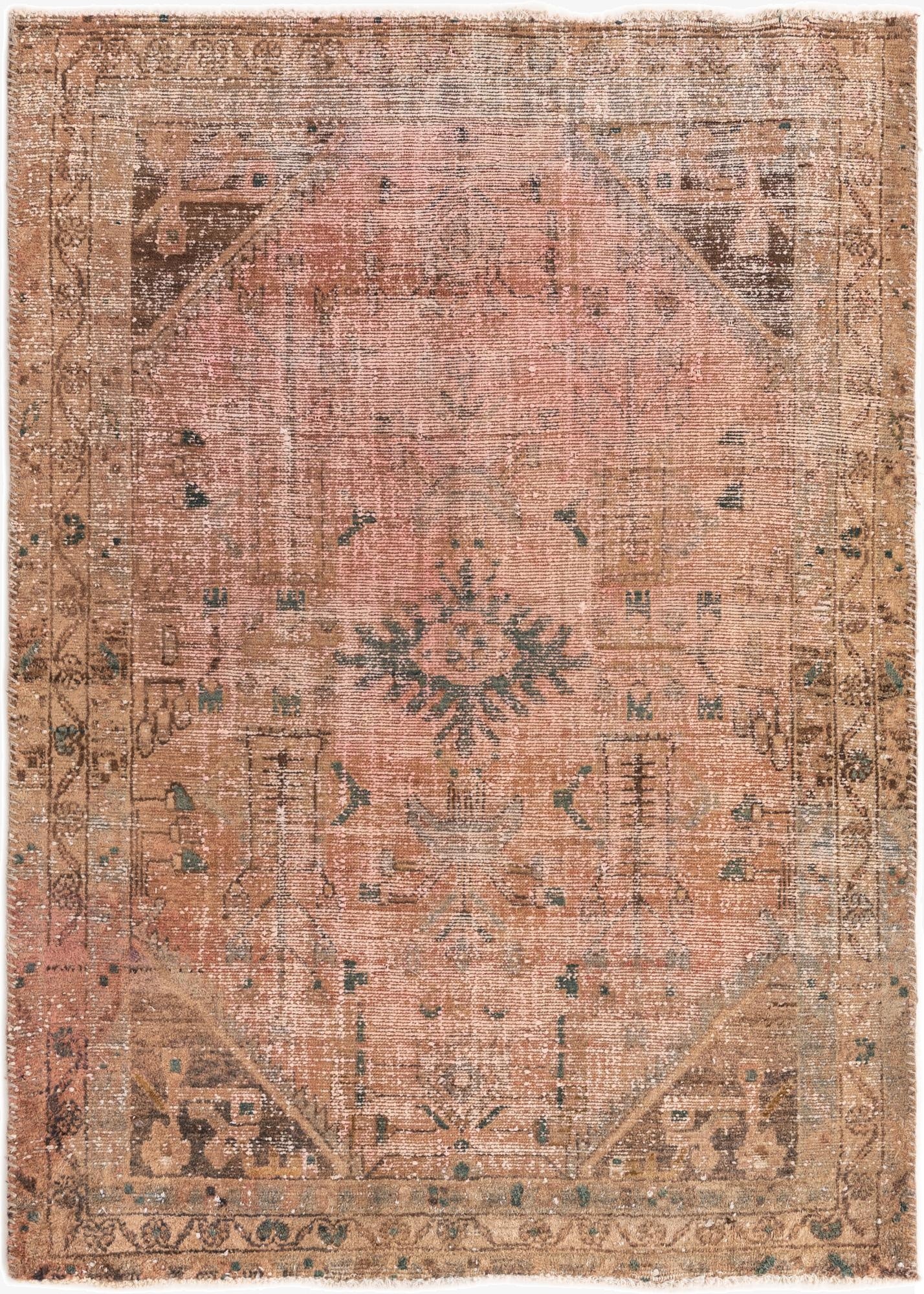4' 2 x 5' 10  Hand Knotted Ultra Vintage Persian Wool Rug