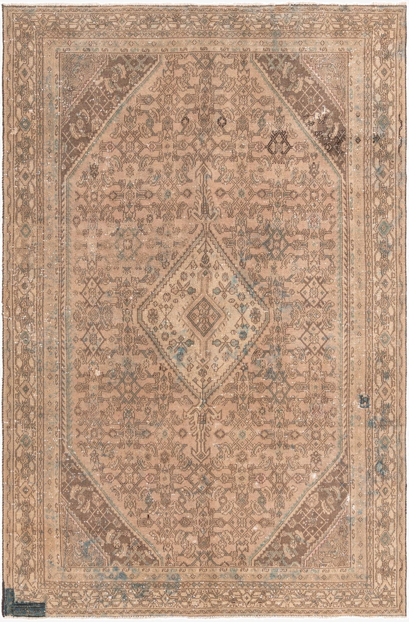 6' 6 x 10'  Hand Knotted Ultra Vintage Persian Wool Rug