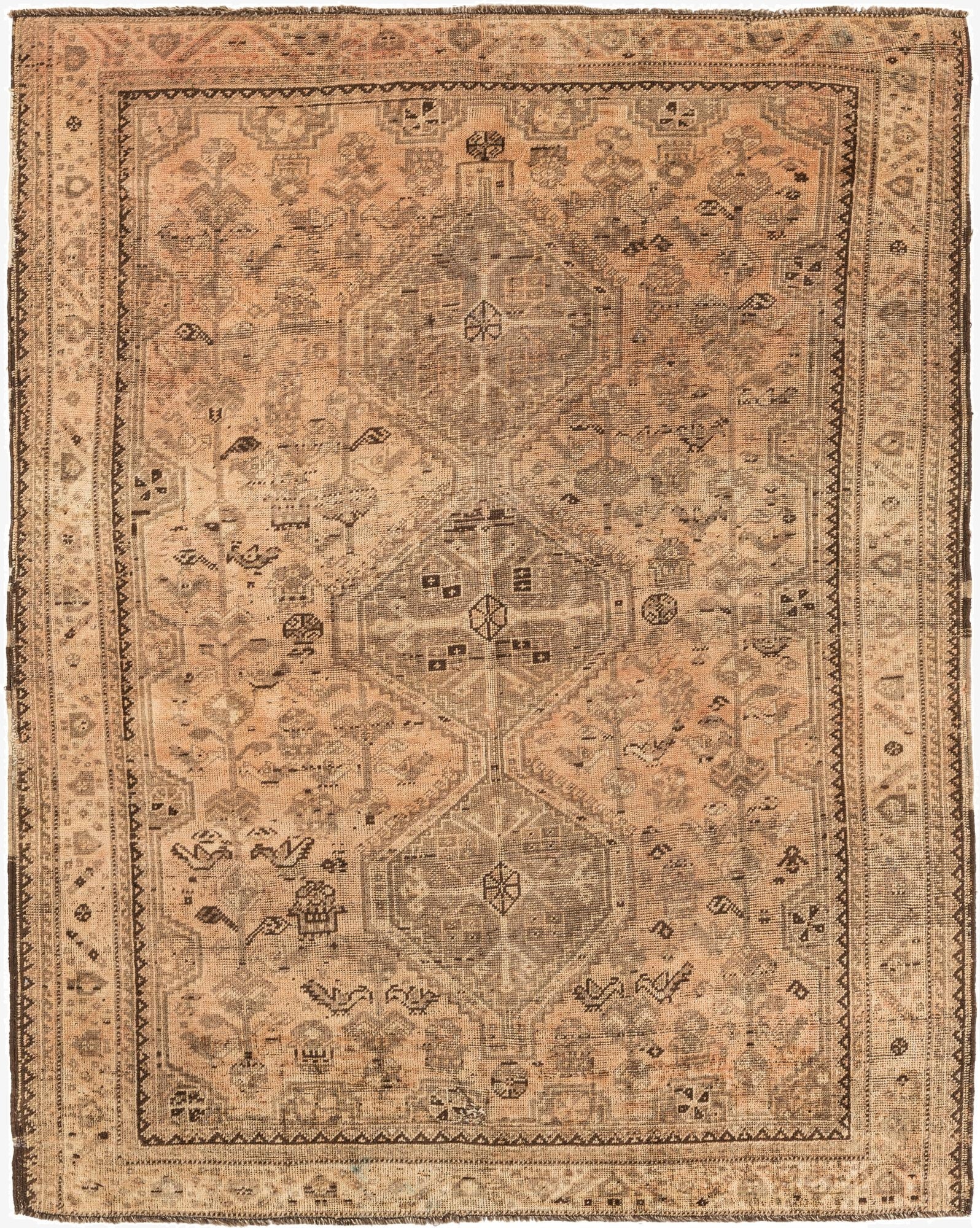 5' 1 x 6' 2  Hand Knotted Ultra Vintage Persian Wool Rug