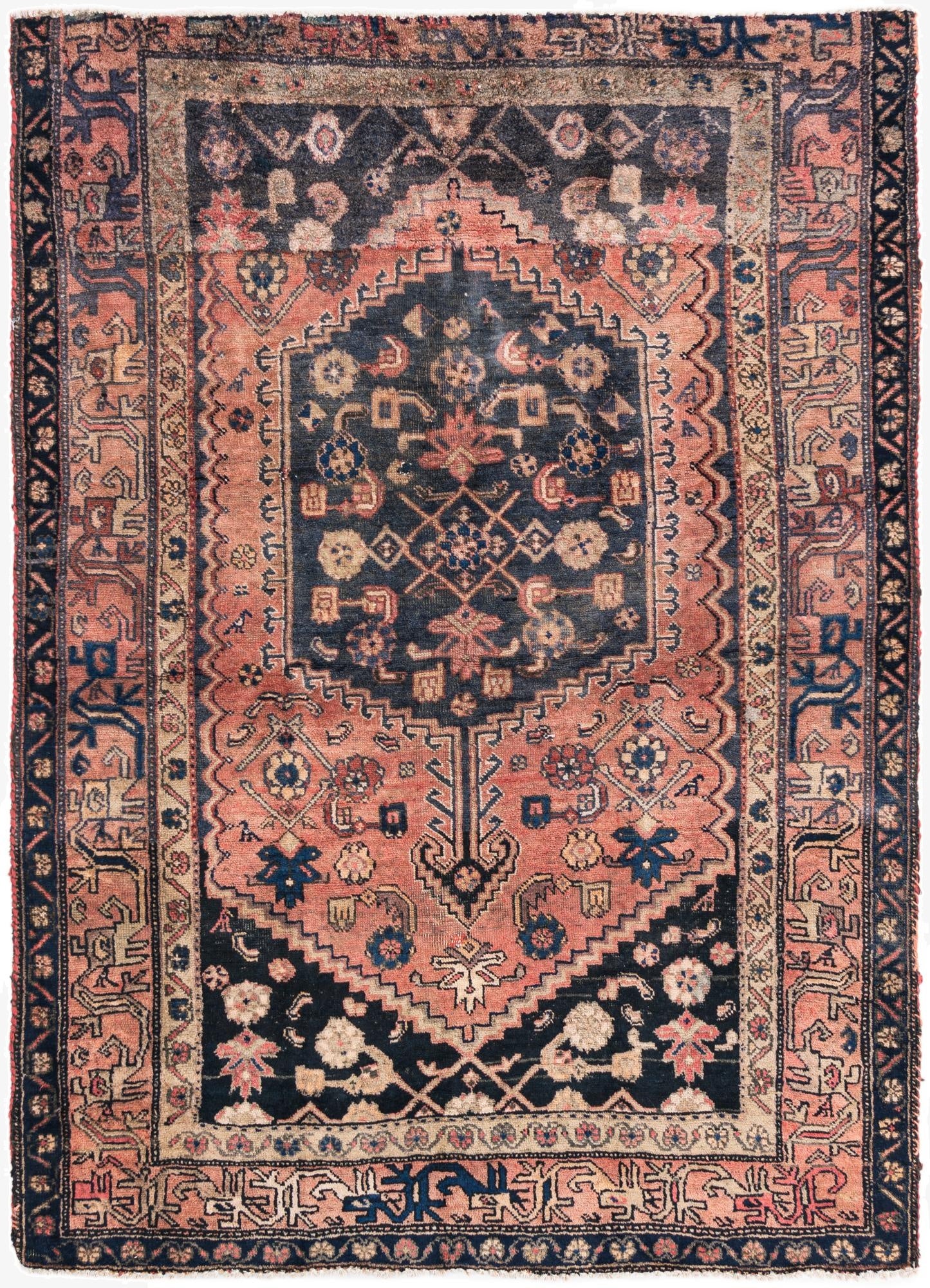 4' 3 x 6' 1  Hand Knotted Ultra Vintage Persian Wool Rug