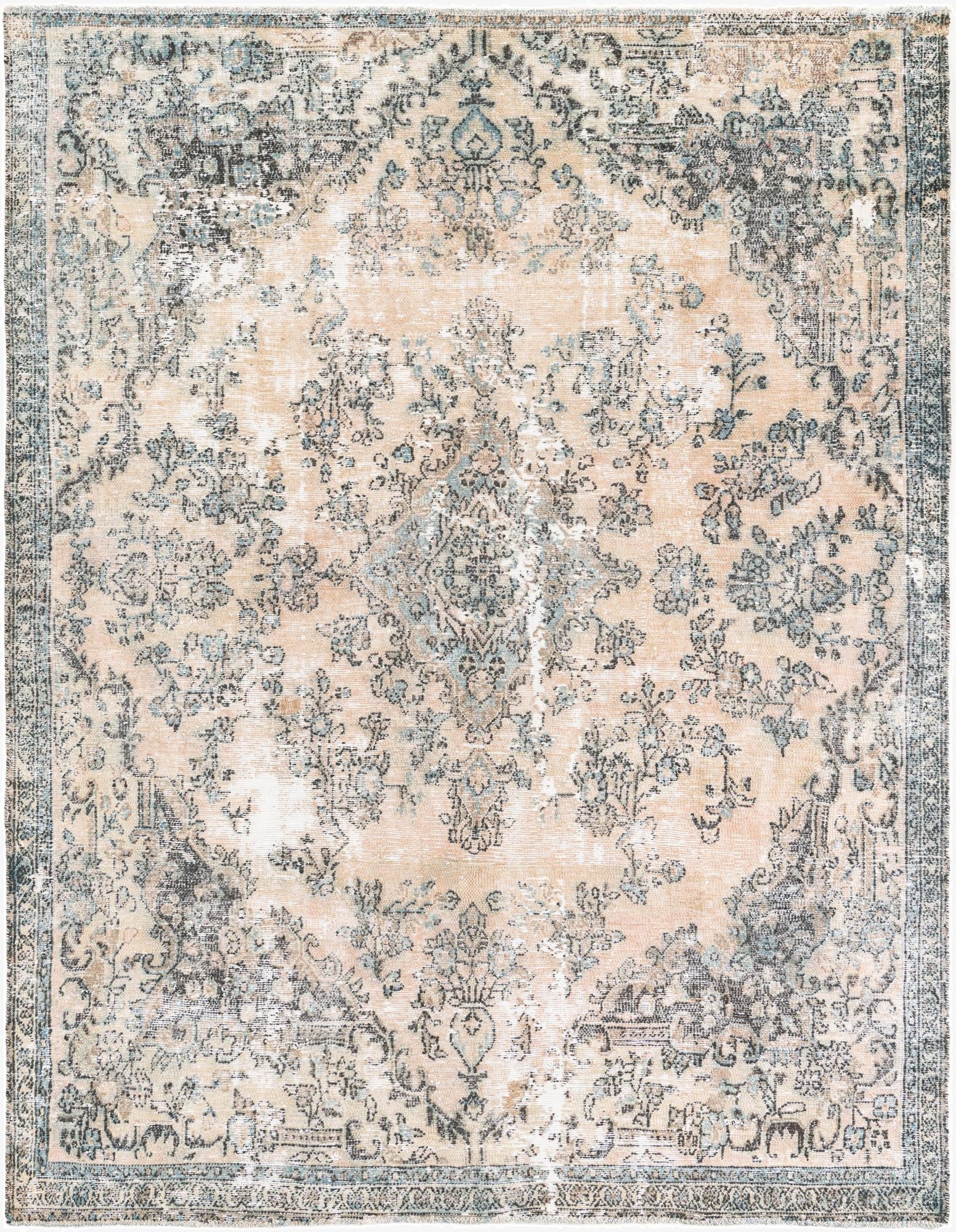 7' 1 x 9' 1  Hand Knotted Ultra Vintage Persian Wool Rug