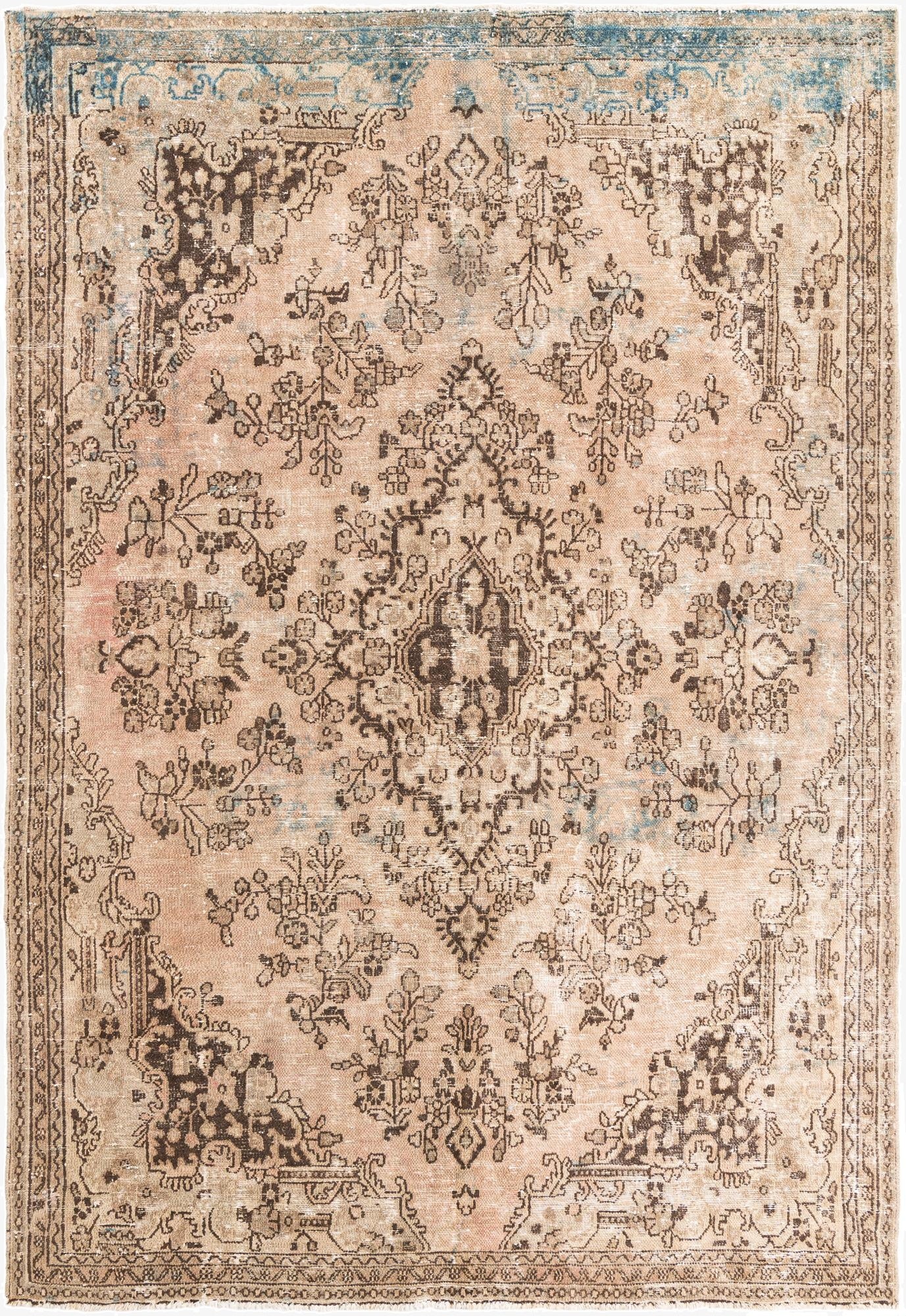 7' x 10' 2  Hand Knotted Ultra Vintage Persian Wool Rug