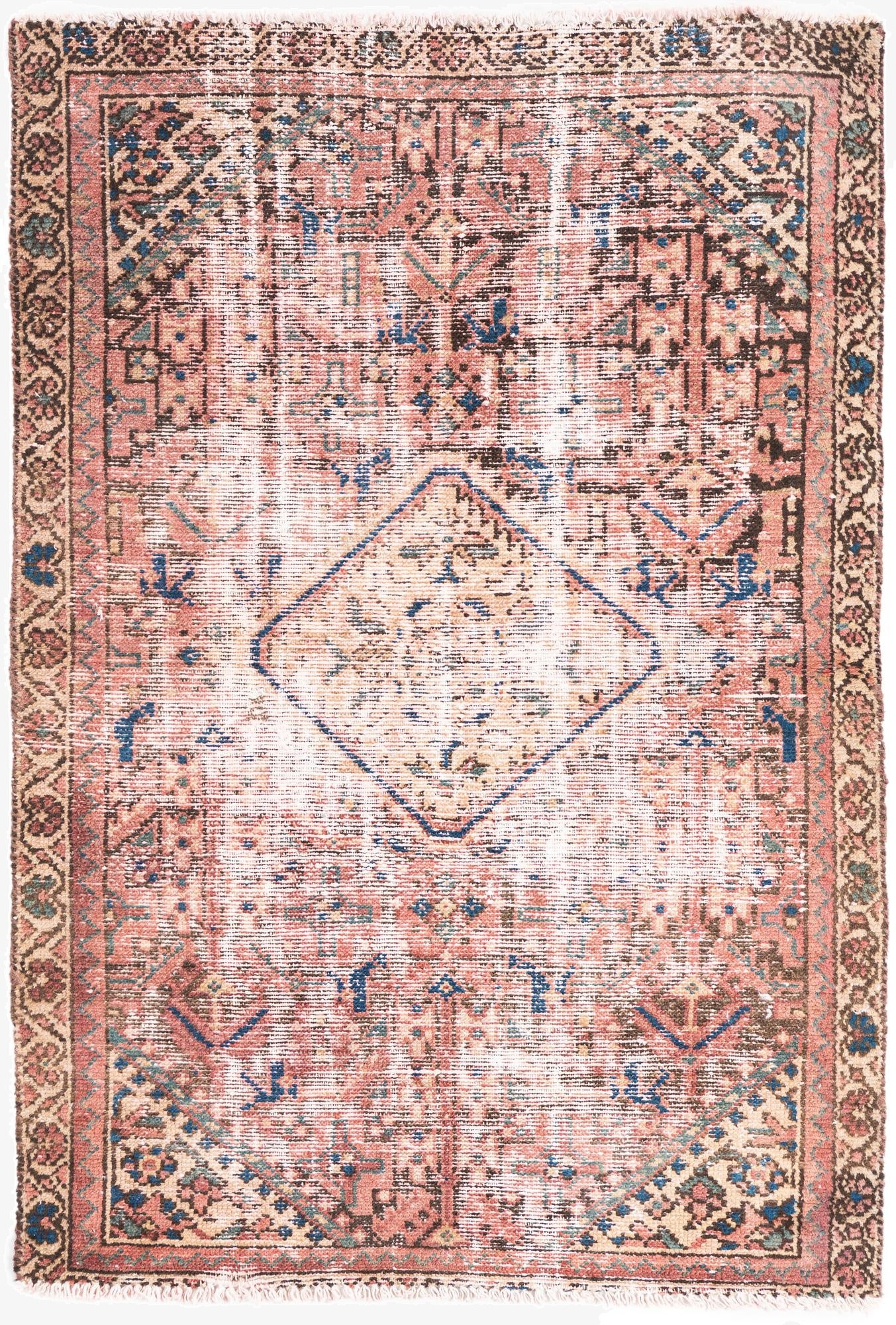 3' x 4' 6  Hand Knotted Ultra Vintage Persian Wool Rug