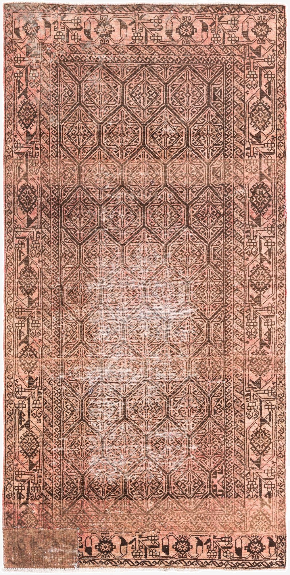 3' 8 x 7' 2  Hand Knotted Ultra Vintage Persian Wool Rug