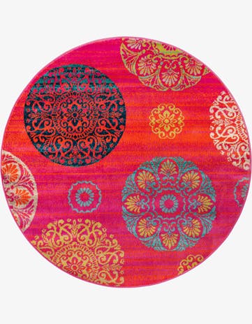 Rust Red Azalea Round Rug