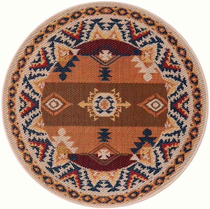 Detail image of 4' x 4' Easy-Clean Baja Indoor / Outdoor Round Rug