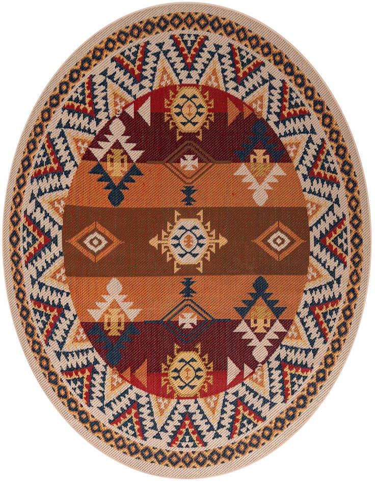 Detail image of 7' 10 x 7' 10 Easy-Clean Baja Indoor / Outdoor Round Rug