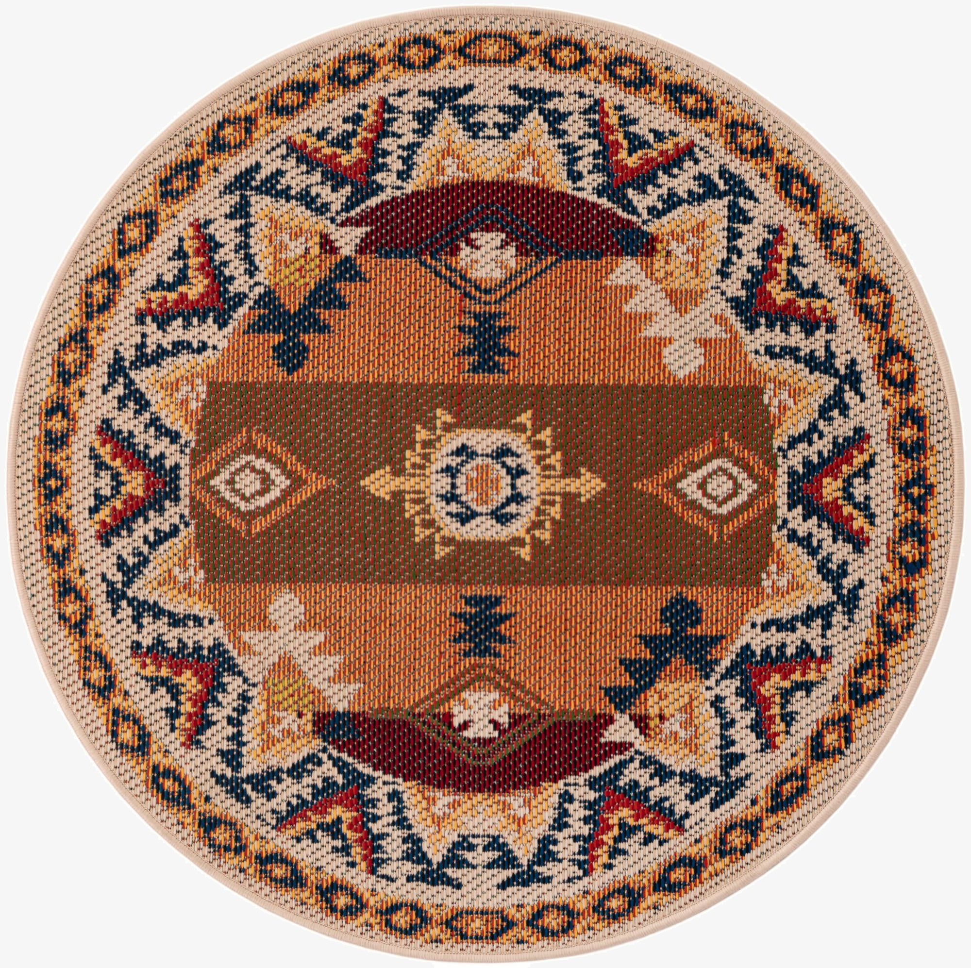 4' x 4'  Washable Baja Indoor / Outdoor Round Rug