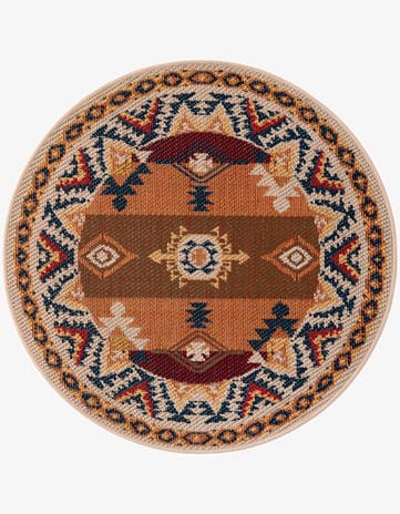 4' x 4' Easy-Clean Baja Indoor / Outdoor Round Rug