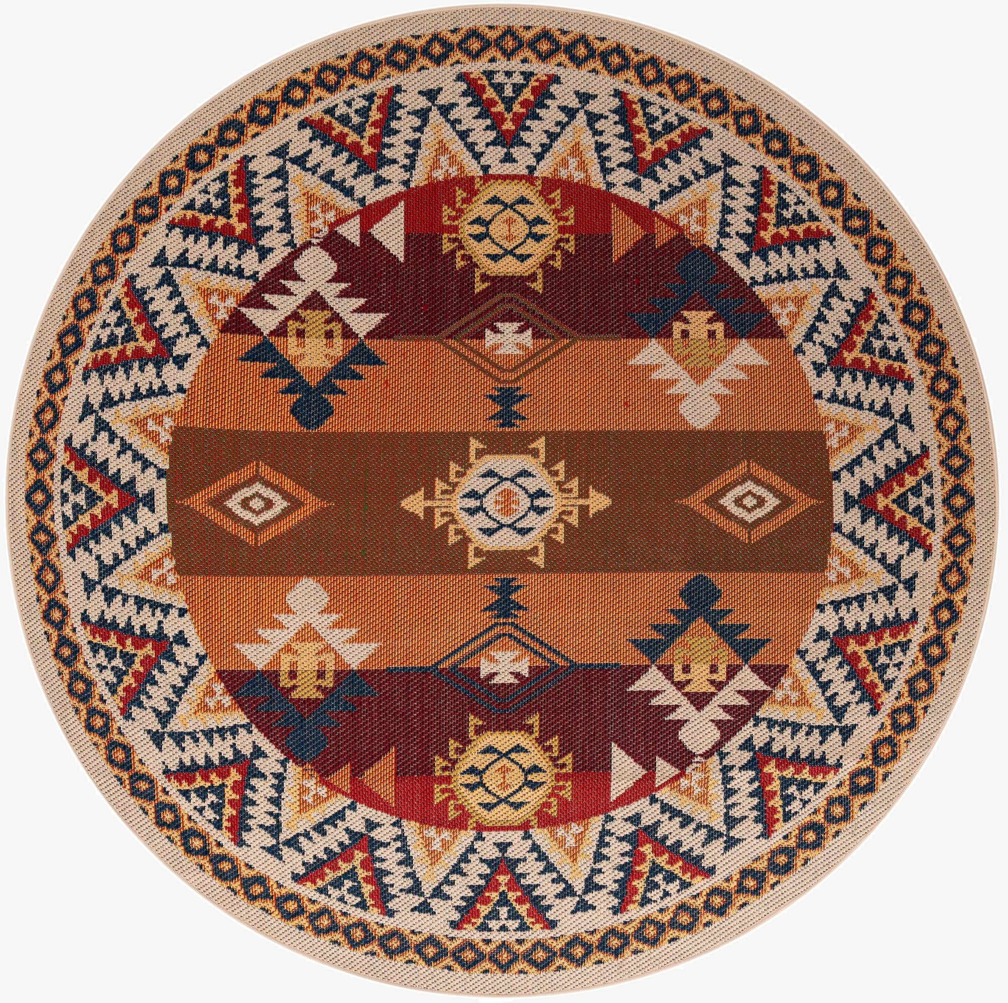 7' 10 x 7' 10  Washable Baja Indoor / Outdoor Round Rug