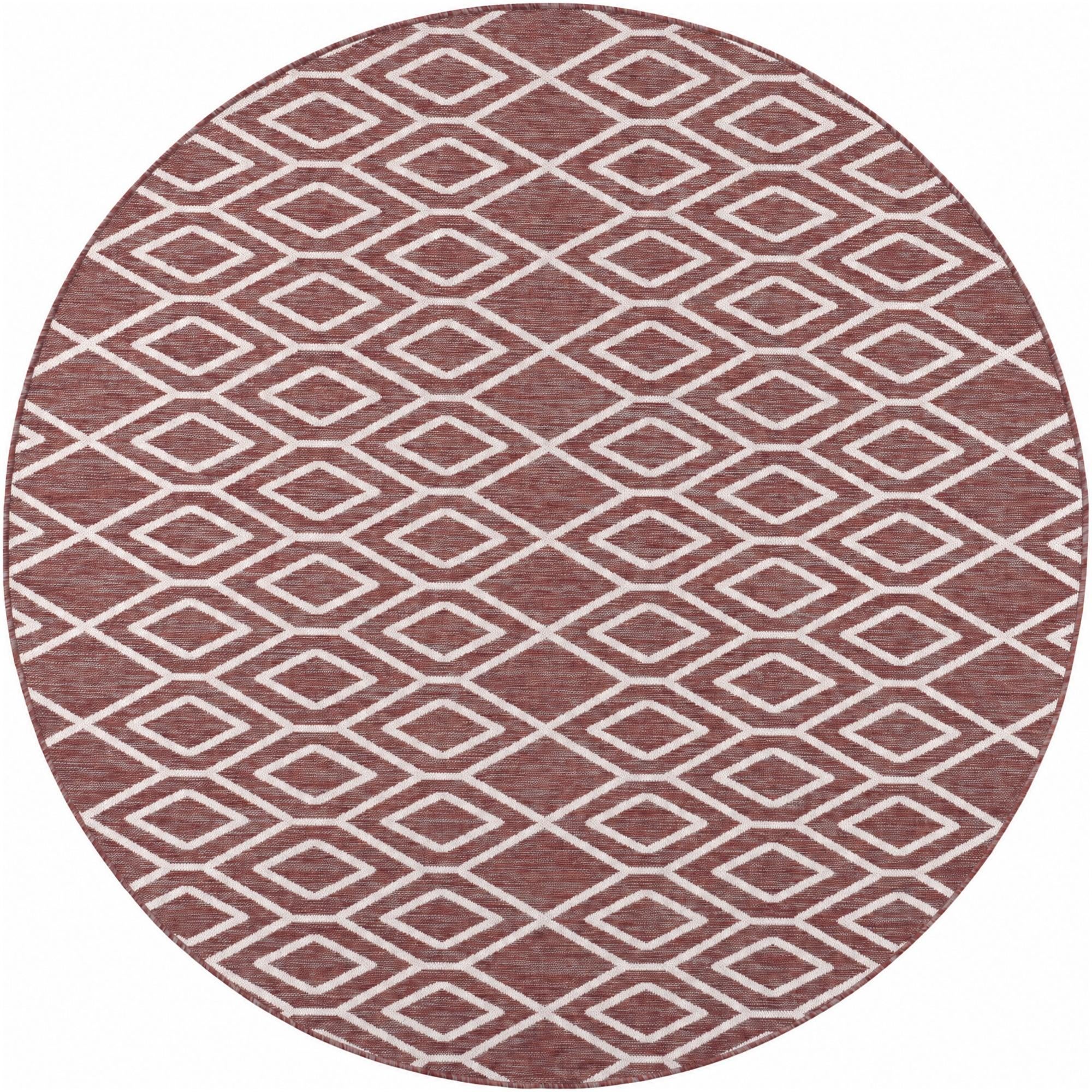 Rust Red Easy-Clean Jill Zarin Indoor / Outdoor Round Rug