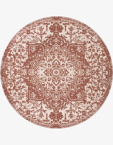 Rust Red Easy-Clean Jill Zarin Dubai Indoor / Outdoor Round Rug