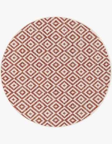 Rust Red Easy-Clean Jill Zarin Costa Rica Indoor / Outdoor Round Rug