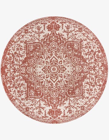Rust Red Easy-Clean Jill Zarin Dubai Indoor / Outdoor Round Rug