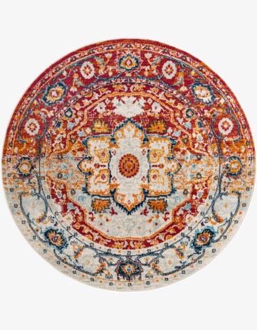 Rust Red Madeline Vintage Round Rug