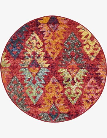 Rust Red Washable Mesa Round Rug