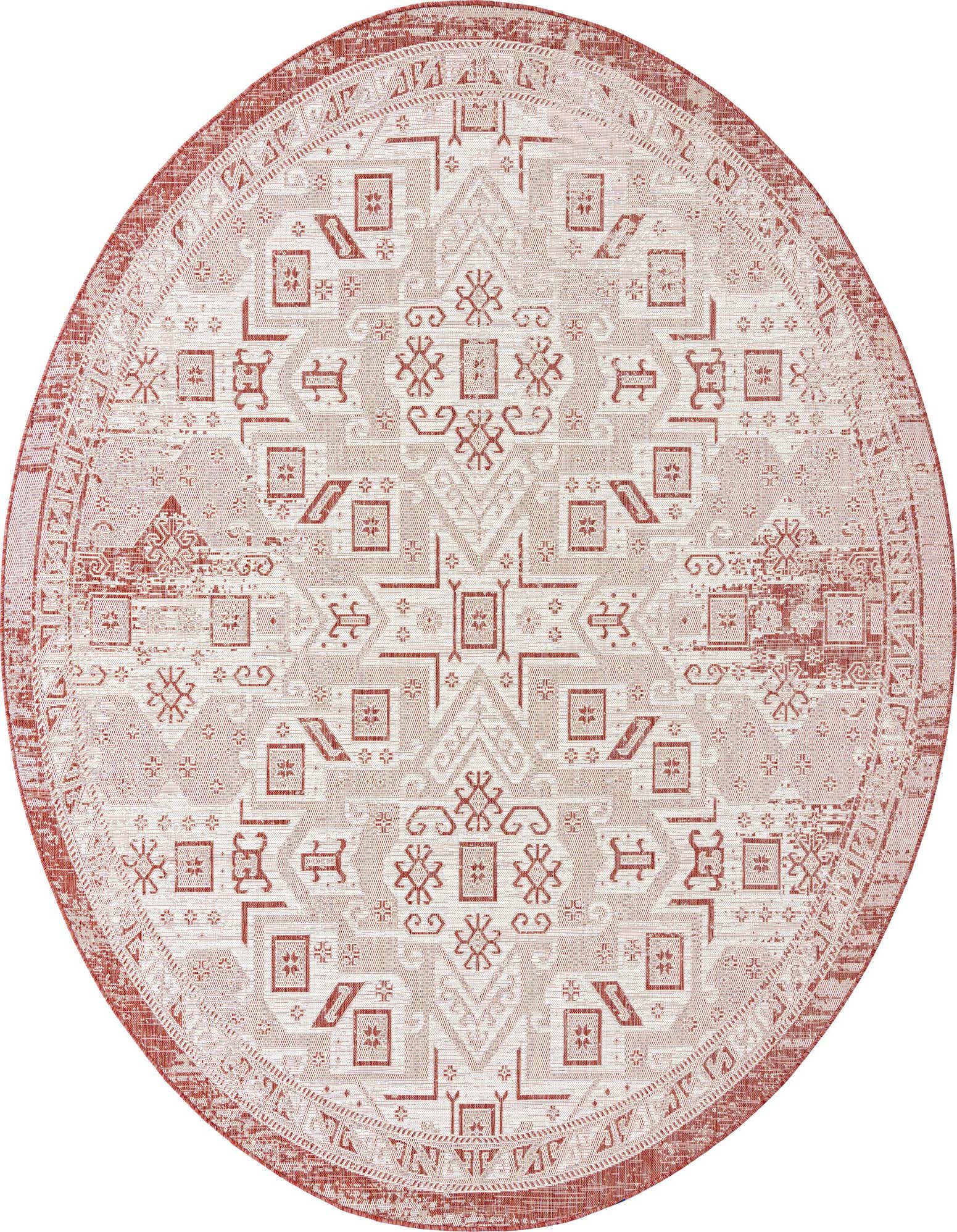 10' x 10' Easy-Clean Aztec Indoor / Outdoor Round Rug