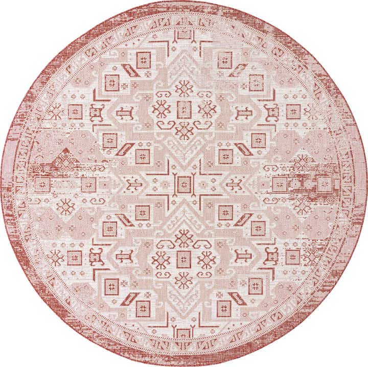 10' x 10' Easy-Clean Aztec Indoor / Outdoor Round Rug