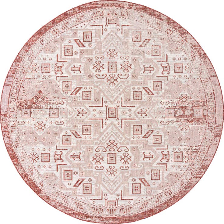 Detail image of 10' x 10' Easy-Clean Aztec Indoor / Outdoor Round Rug