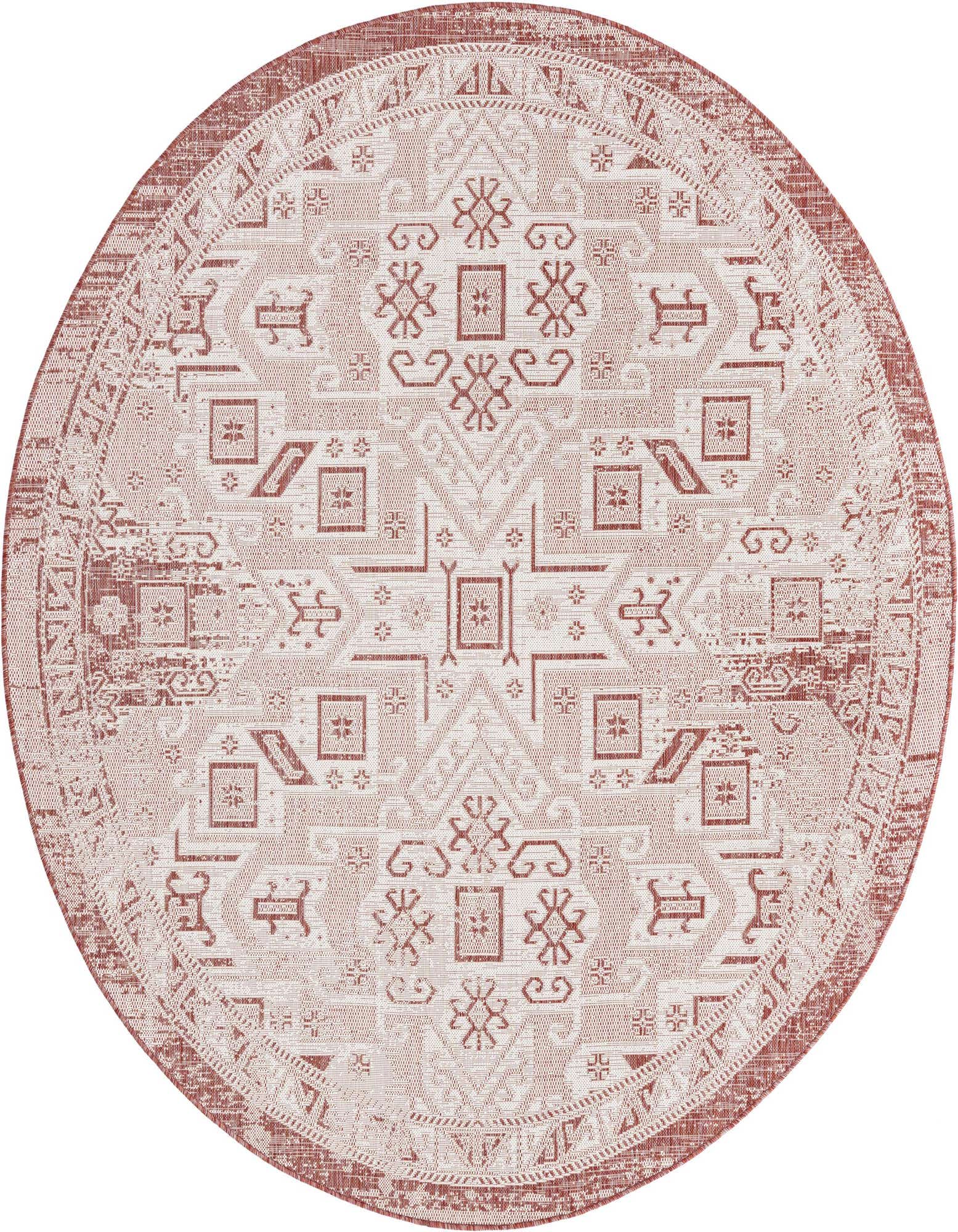 7' 10 x 7' 10 Easy-Clean Aztec Indoor / Outdoor Round Rug