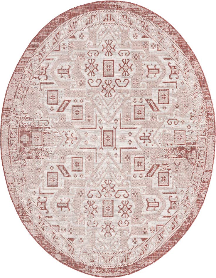 Detail image of 7' 10 x 7' 10 Easy-Clean Aztec Indoor / Outdoor Round Rug
