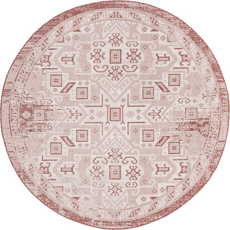 Detail image of 7' 10 x 7' 10 Easy-Clean Aztec Indoor / Outdoor Round Rug