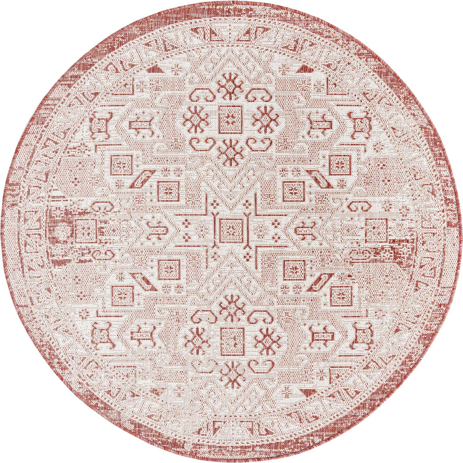 5' 3 x 5' 3 Easy-Clean Aztec Indoor / Outdoor Round Rug