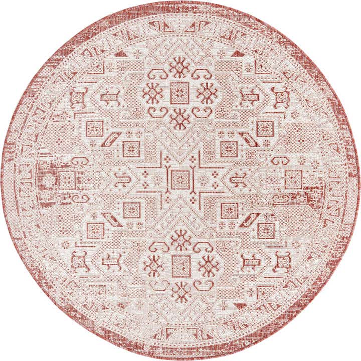 5' 3 x 5' 3 Easy-Clean Aztec Indoor / Outdoor Round Rug
